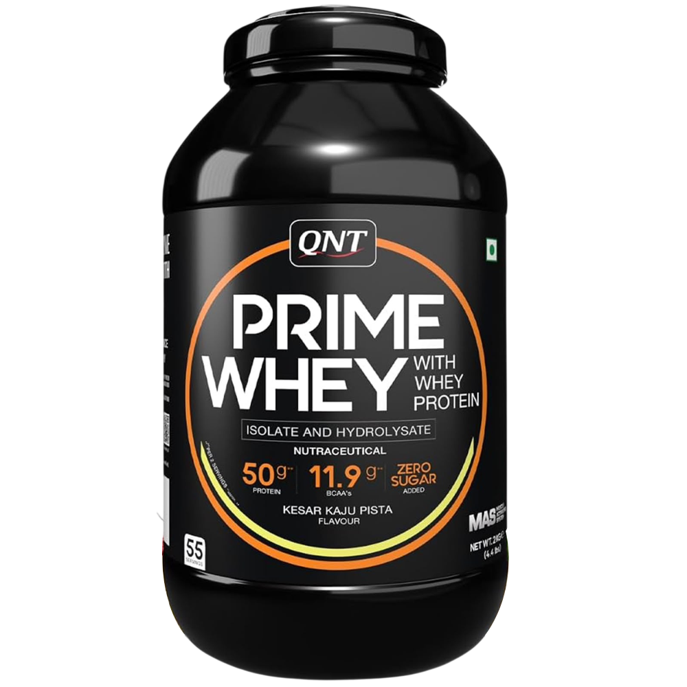 QNT Prime Whey Protein Powder | Kesar Kaju Pista, 2 Kg | Triple Blend of Whey Isolate, Concentrate & Hydrolysate